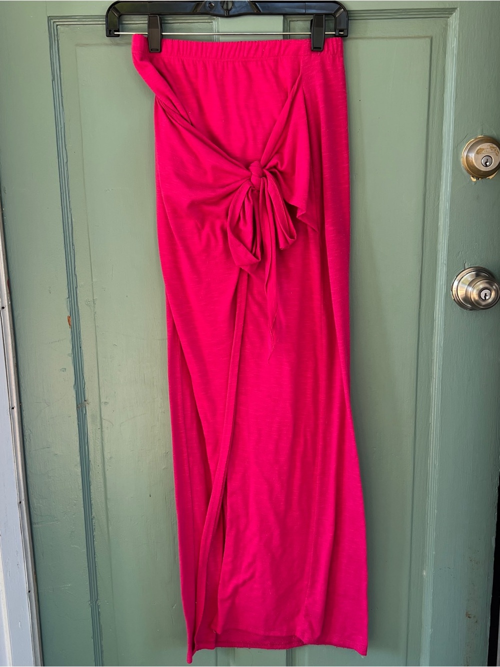 Miss Holly hot pink Maxi Skirt With tie front open slit Size XS